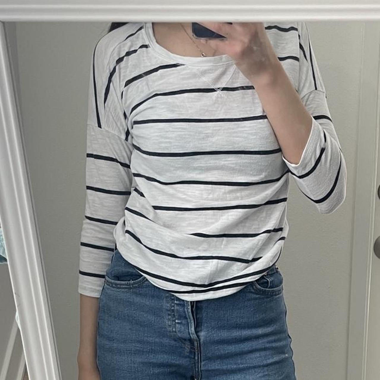 Blue and White Striped Shirt by HOLLISTER Used GOOD - Depop