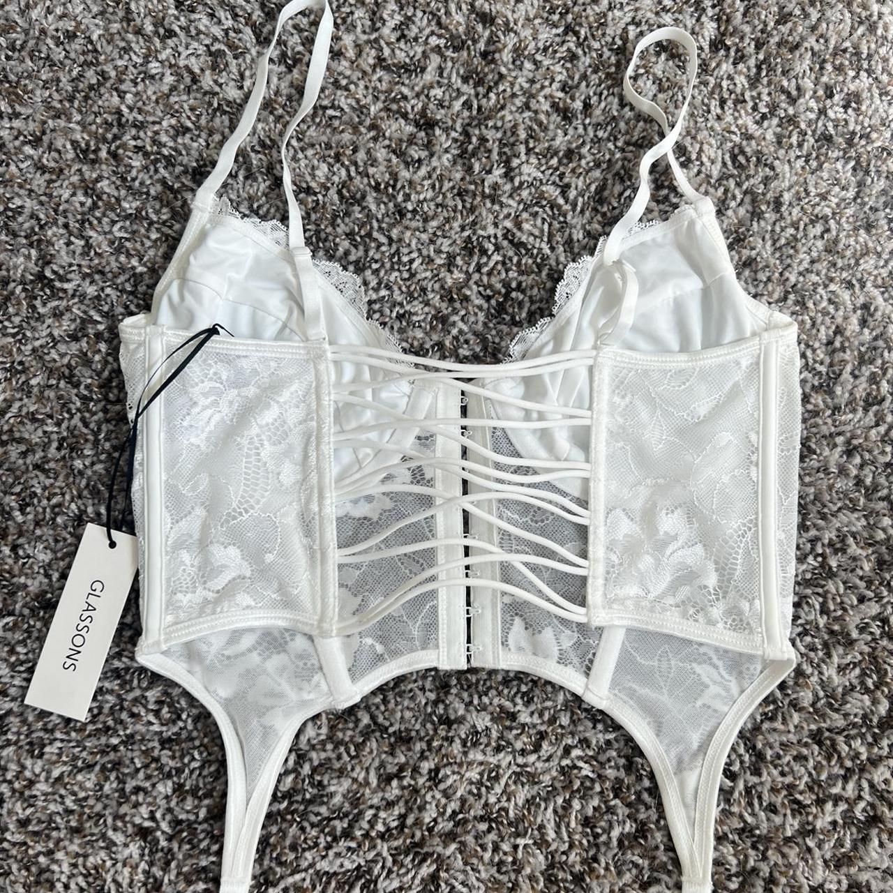 Glassons Lace Garter Corset Top in White Size... - Depop