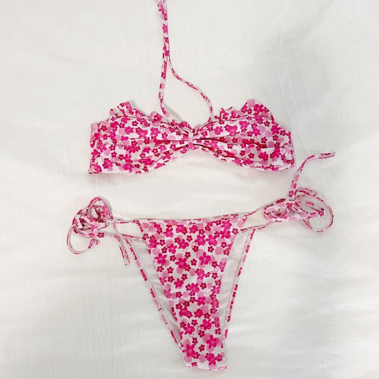 pink flower bikini size small Depop