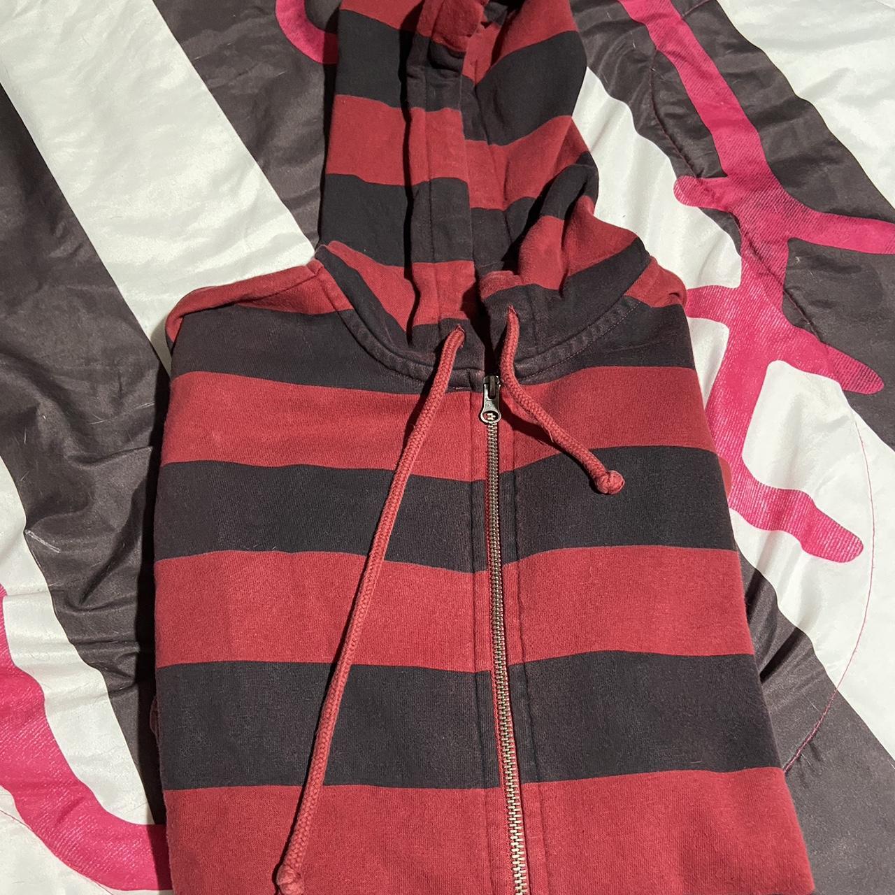 Emo express red and black striped zip up Good condition - Depop