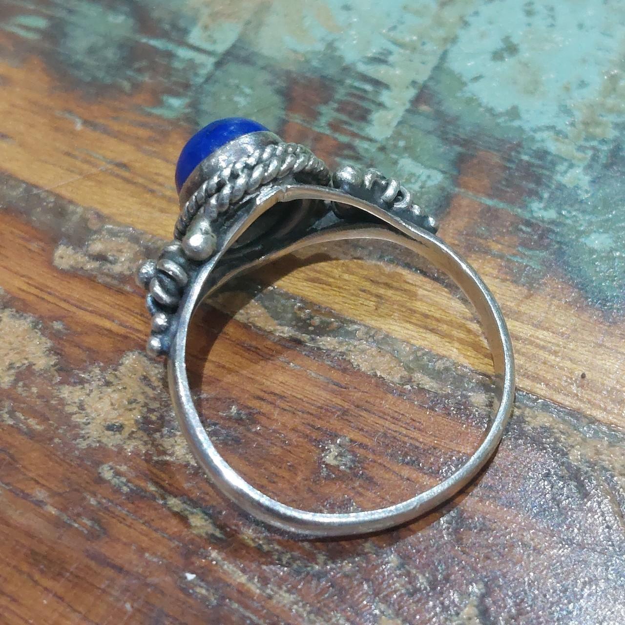 STERLING SILVER RING Stamped 925 Navy blue... Depop