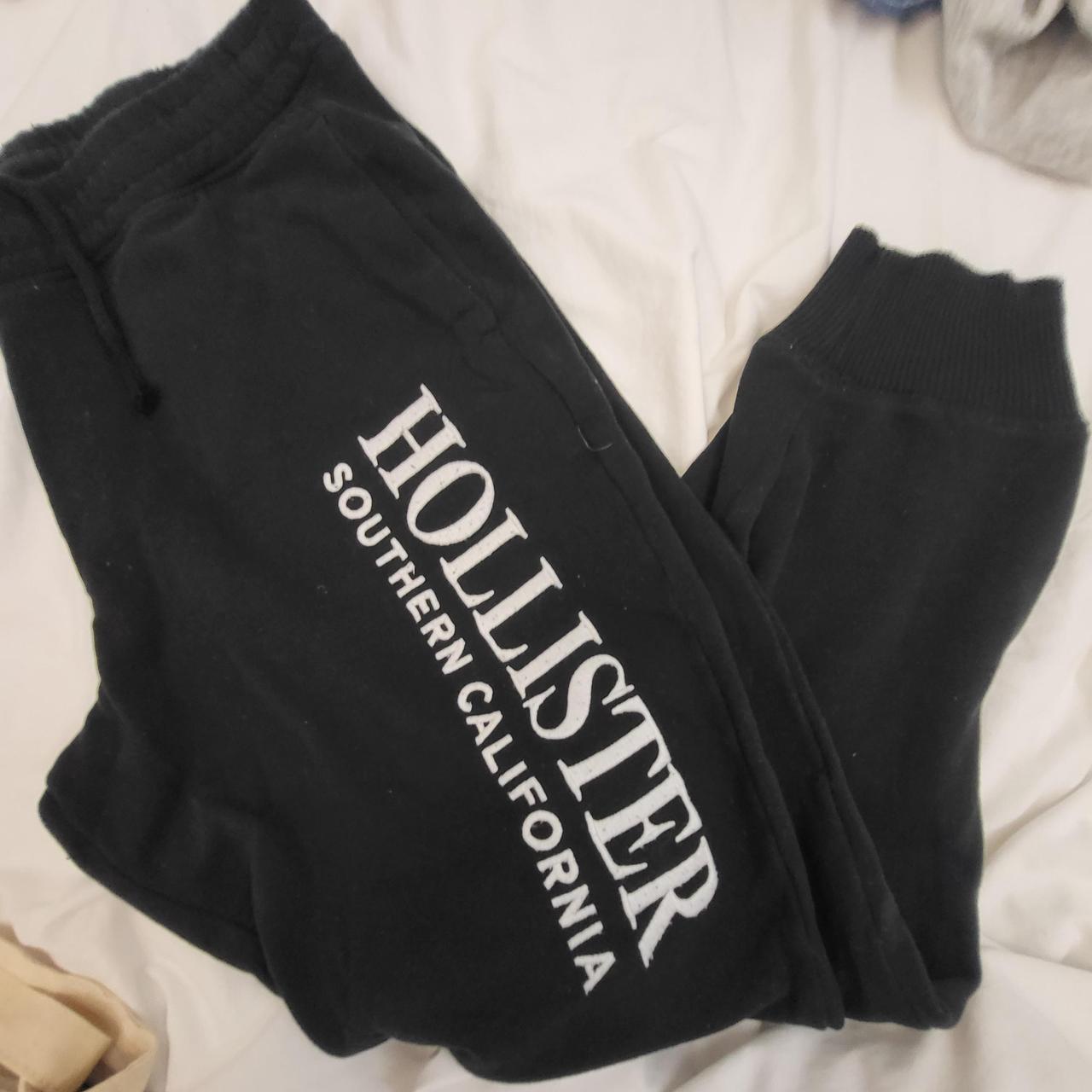 Red Hollister Sweatpants with Cali written down one - Depop