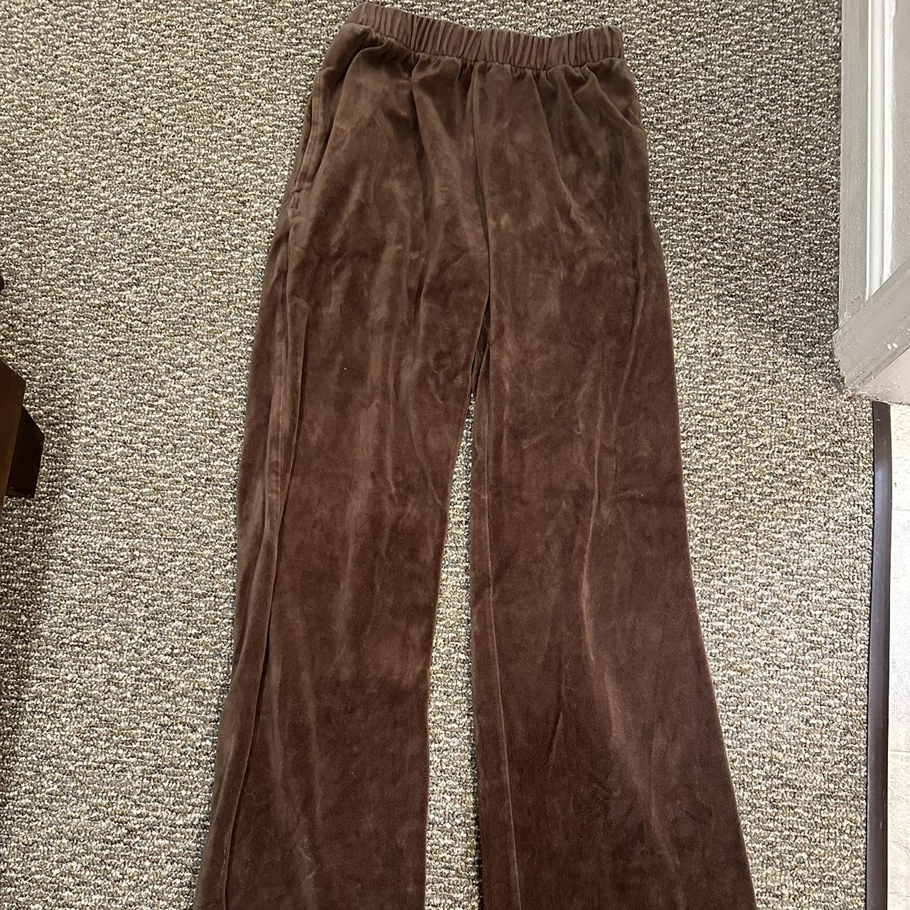 Velour Track Pants fredericks of hollywood brown - Depop