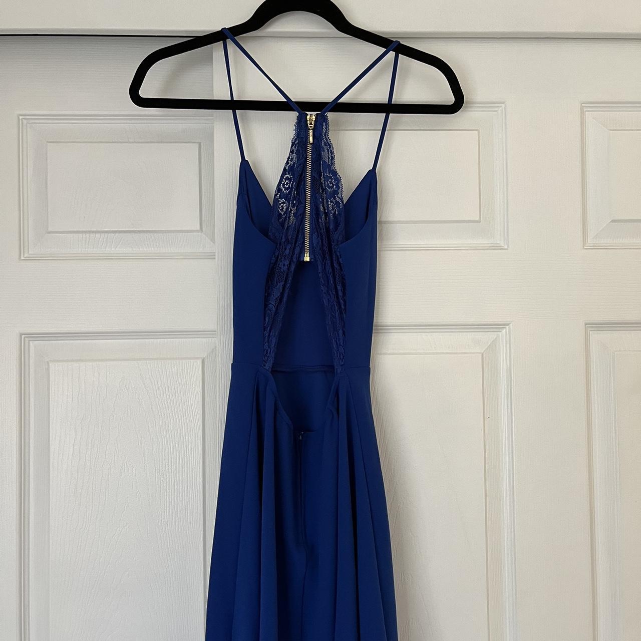 beautiful royal blue midi dress with lace size s... - Depop