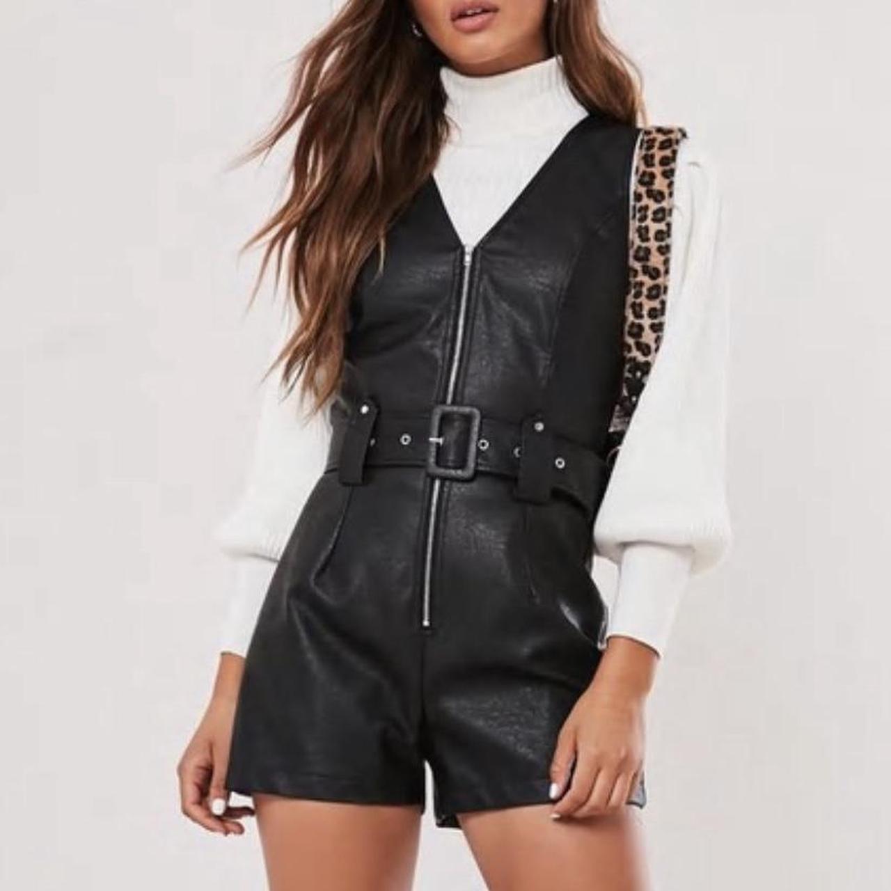 Missguided leather jumpsuit on sale