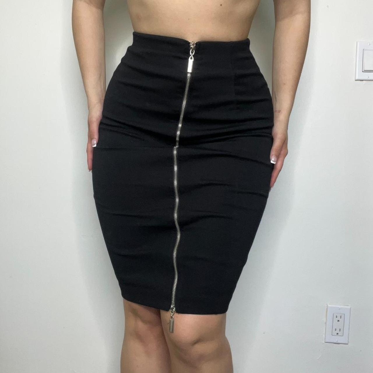 Black pencil hotsell skirt zipper front