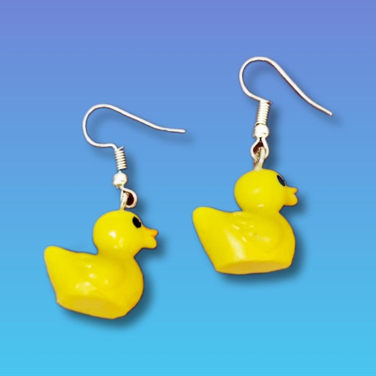 green rubber duckie earrings