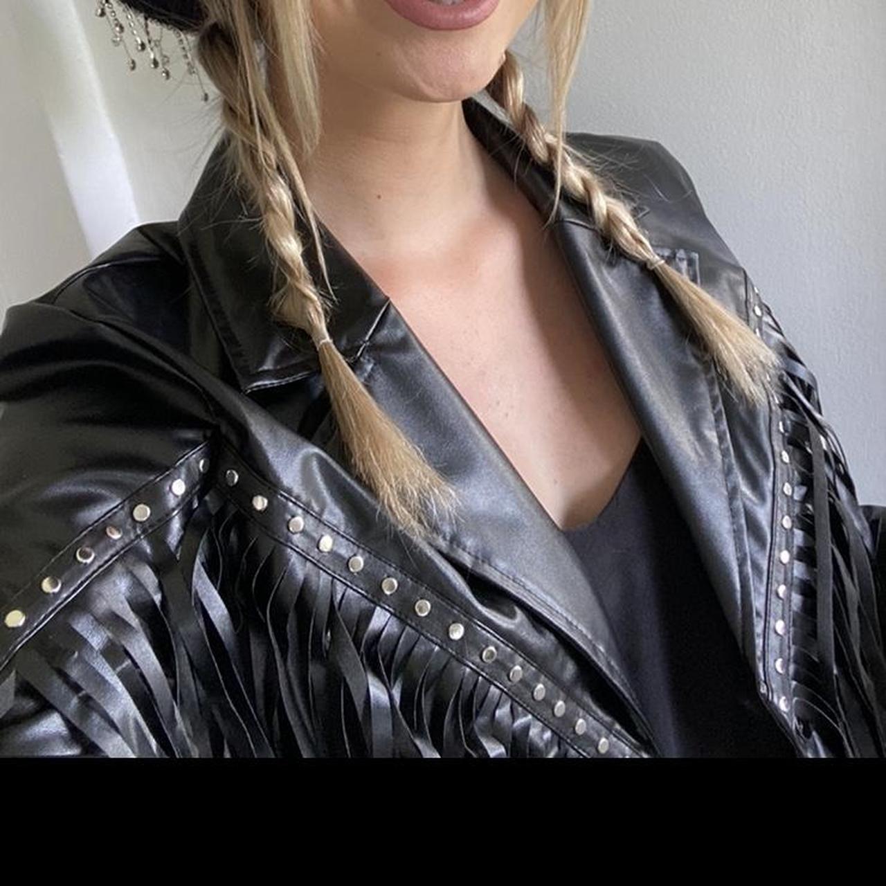 Fringe trim leather jacket Worn for a rodeo/cowboy... Depop