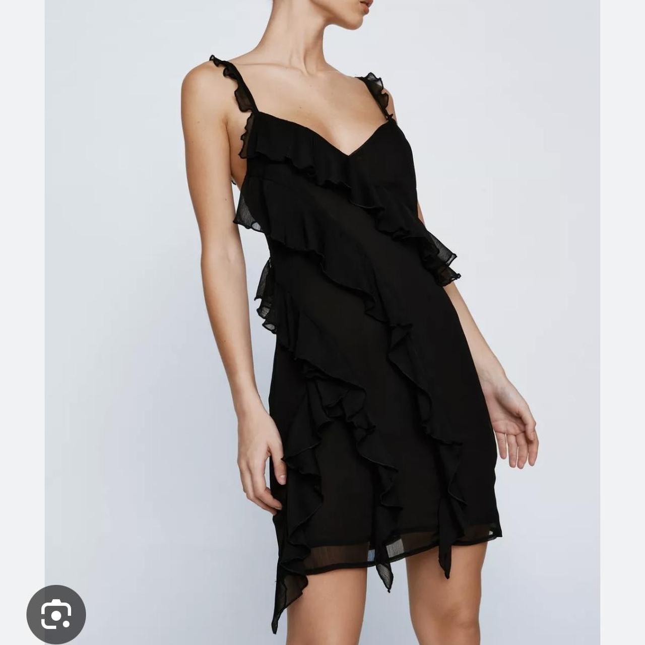 Black fashion chiffon ruffle dress