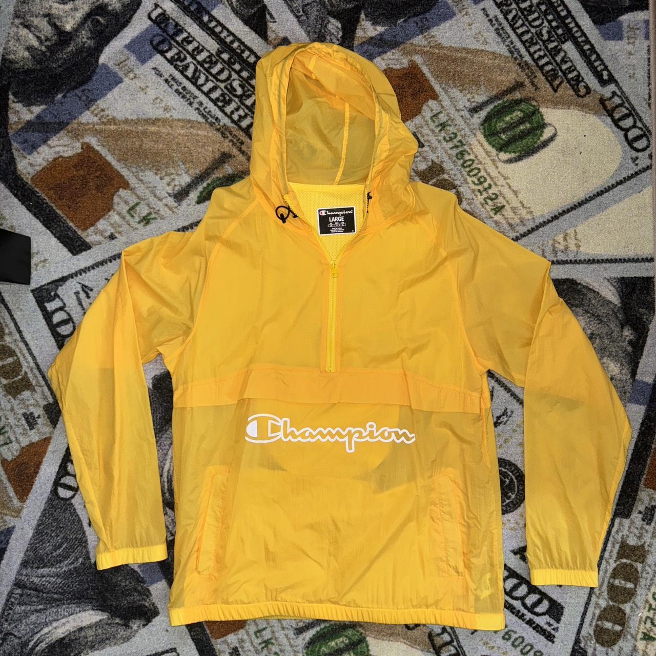 Depop Champion Jacket Mens Yellow DOPE YELLOW CHAMPION WINDBREAKER