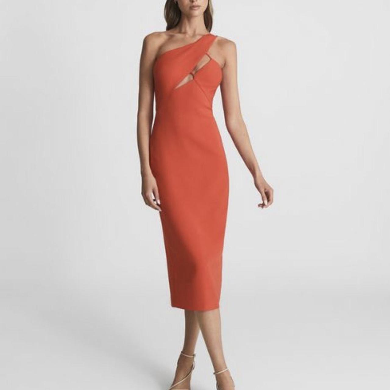Reiss orange cut midi/maxi dress worn once size 6 Depop