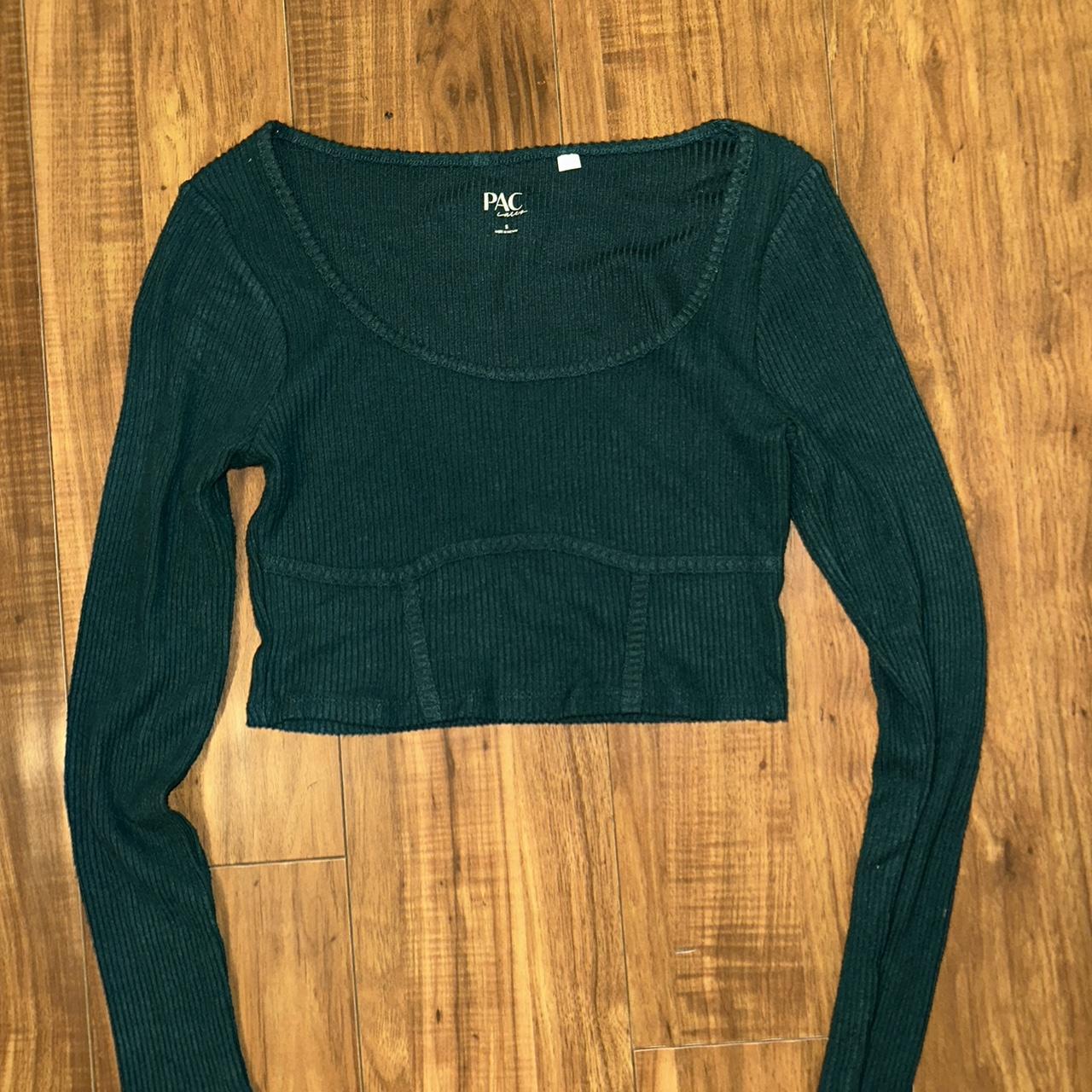 Pacsun Green Cropped Longsleeve!! Size Small Depop