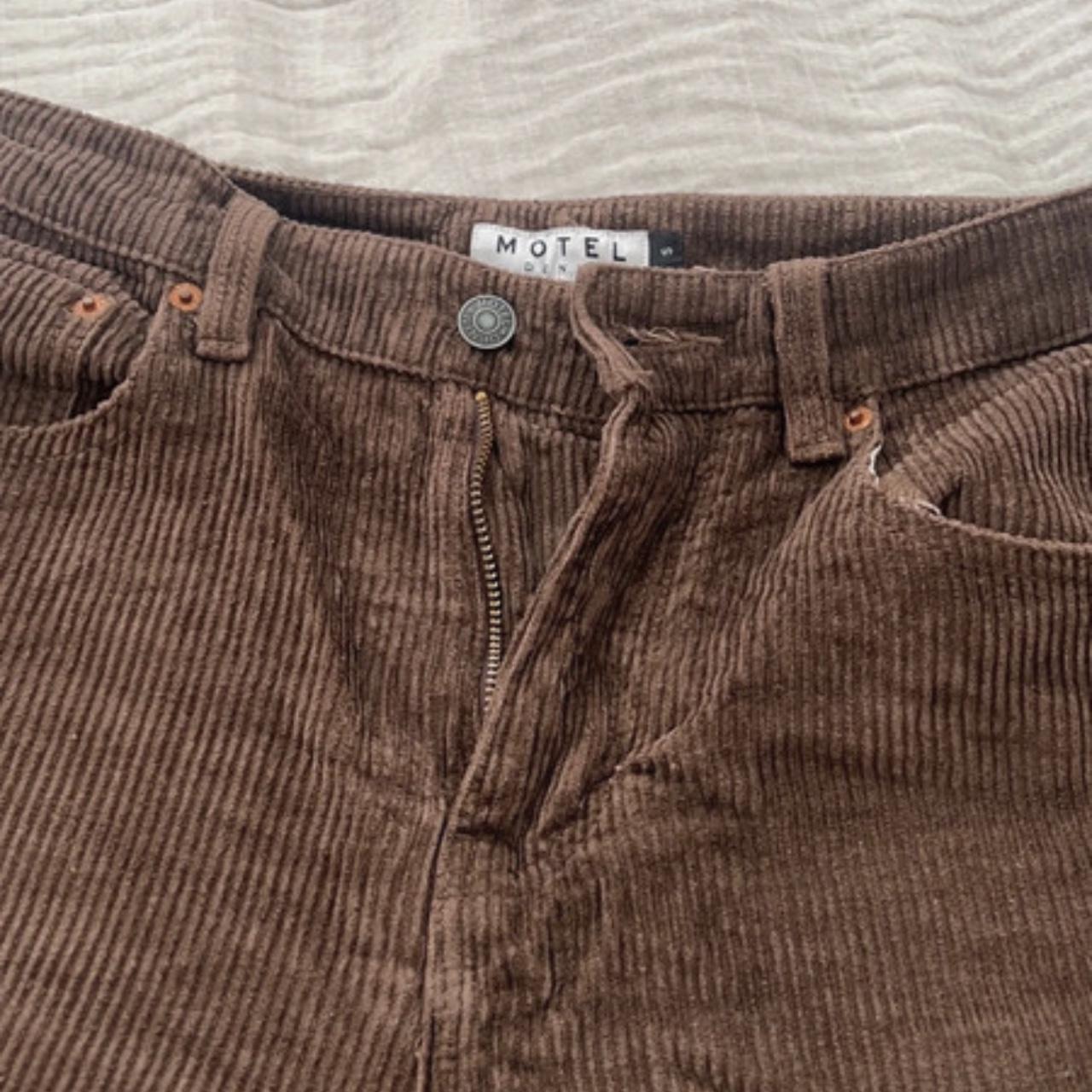Motel brown corduroy trousers, straight leg size S... Depop