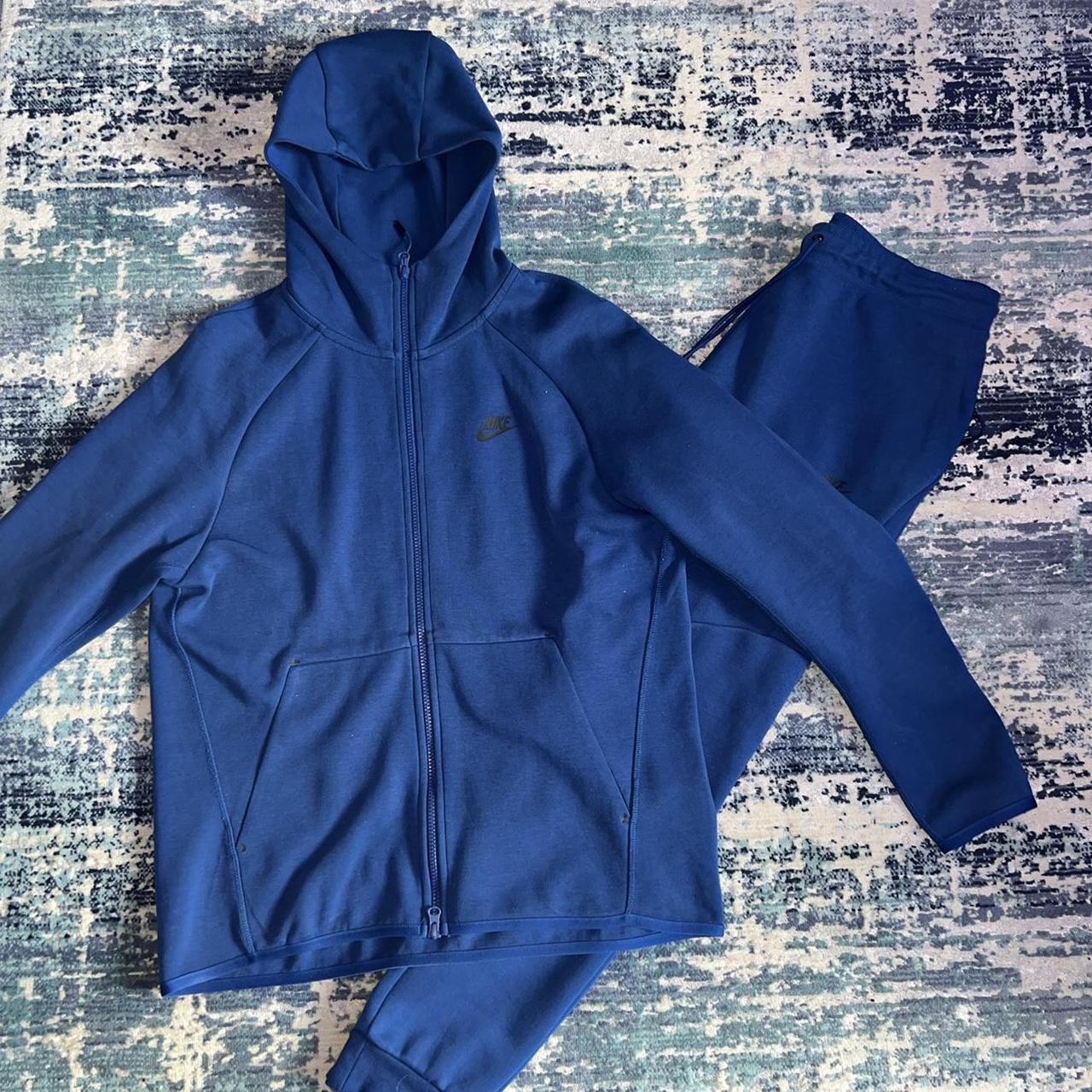 blue old season tech fleece size medium hoodie,... - Depop