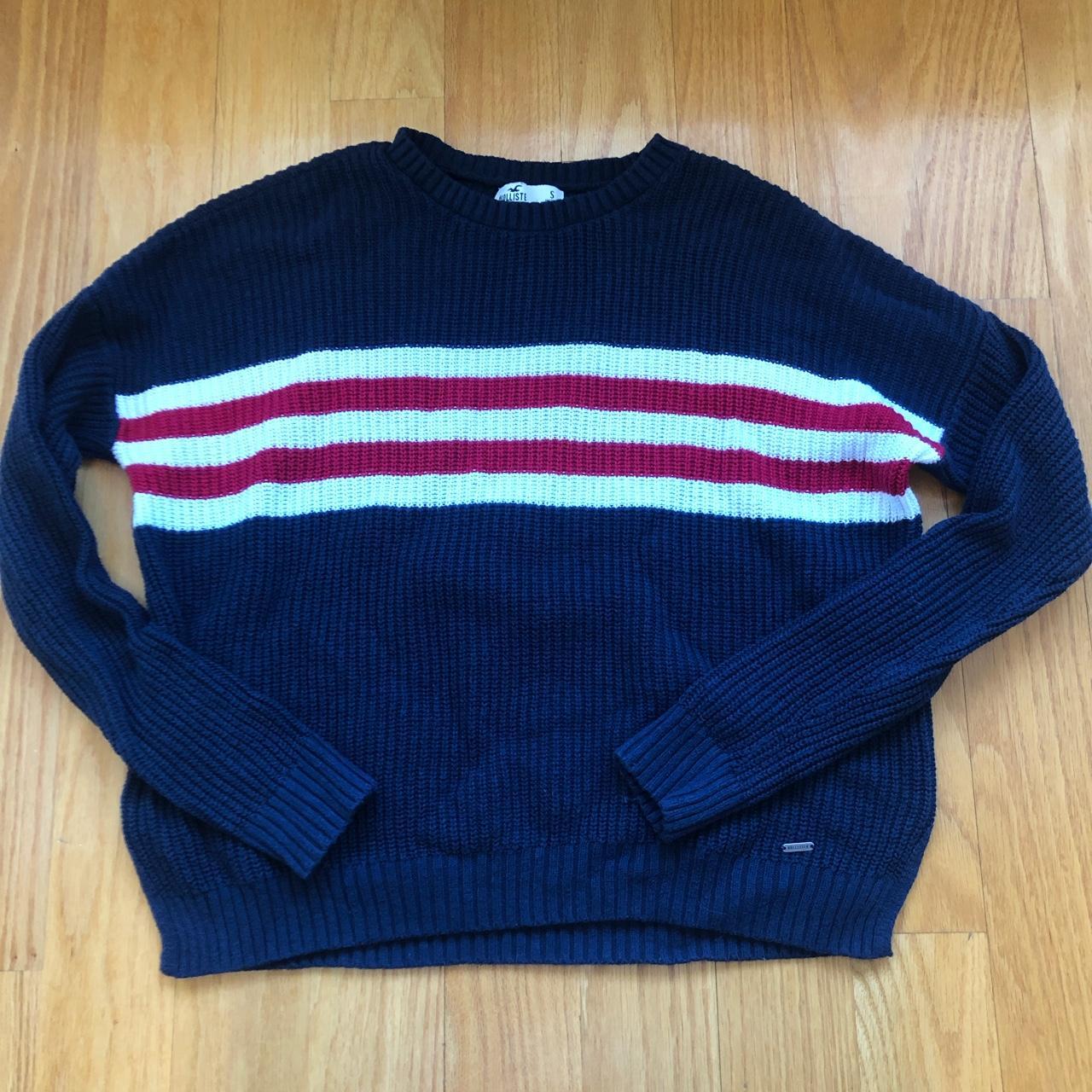 Hollister red white deals and blue sweater