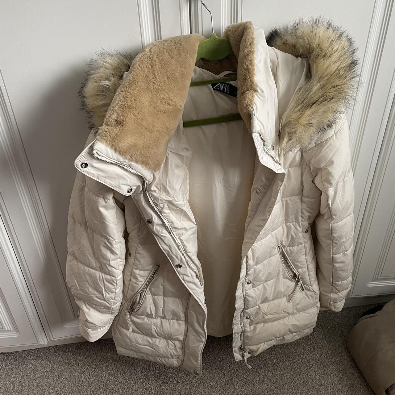 Zara Women's Cream Coat Depop