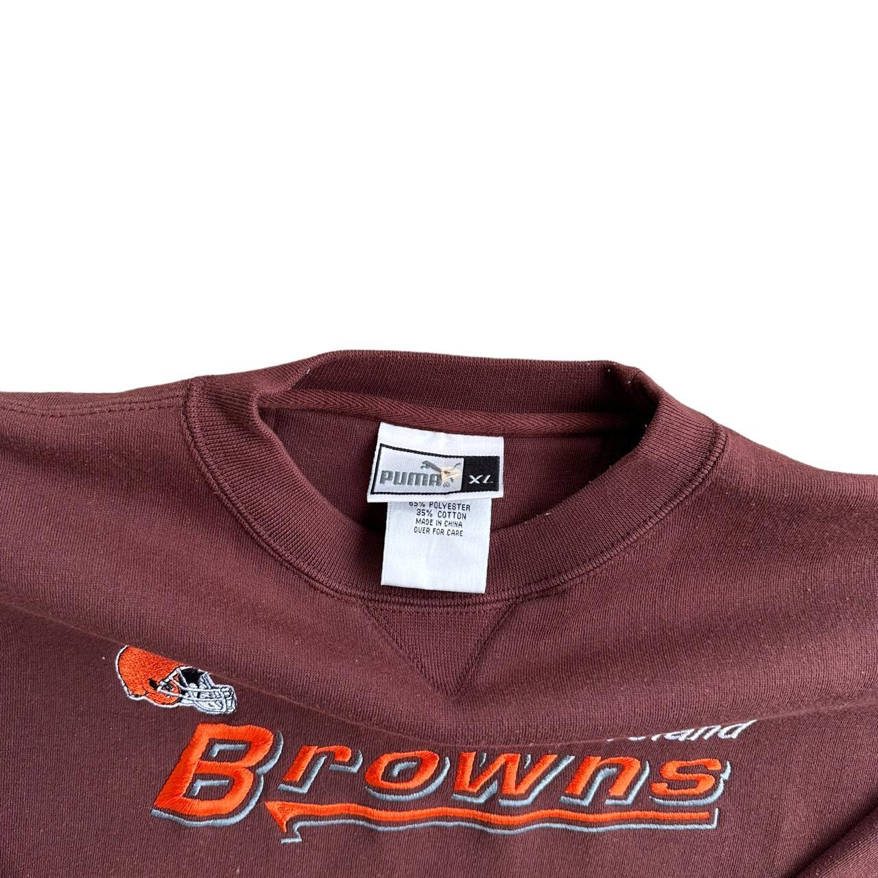 Vintage Cleveland Browns Puma USA Men's L Sweatshirt Brown Crew Neck