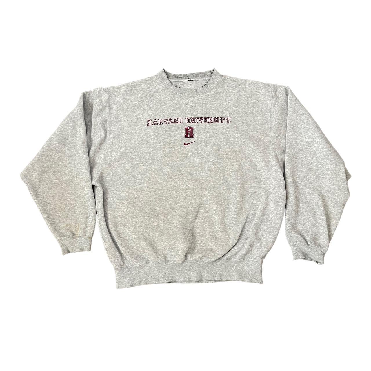 Vintage Center Check Harvard University Crewneck... - Depop