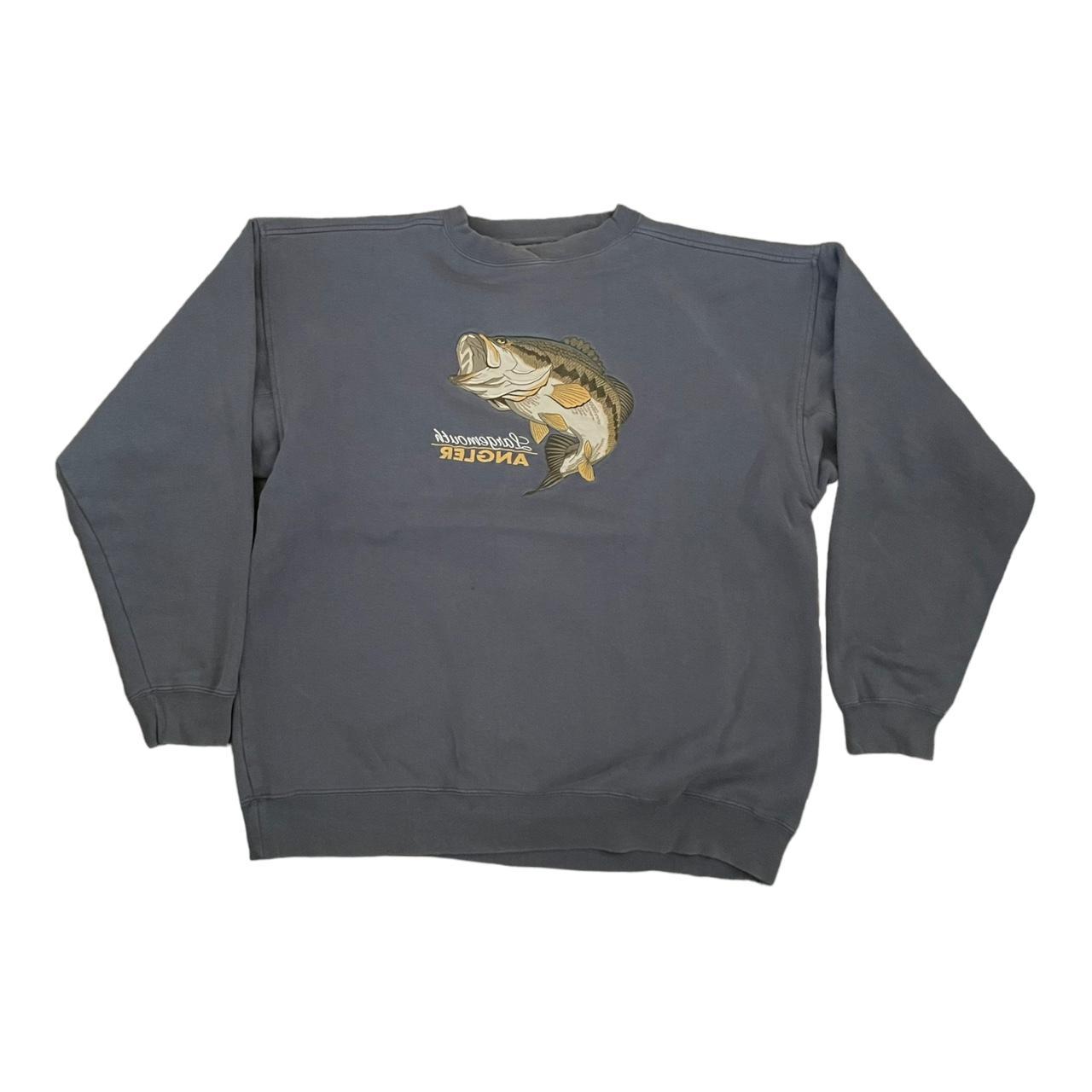 Vintage Nature Fish Print Crewneck Sweatshirt Tag- - Depop