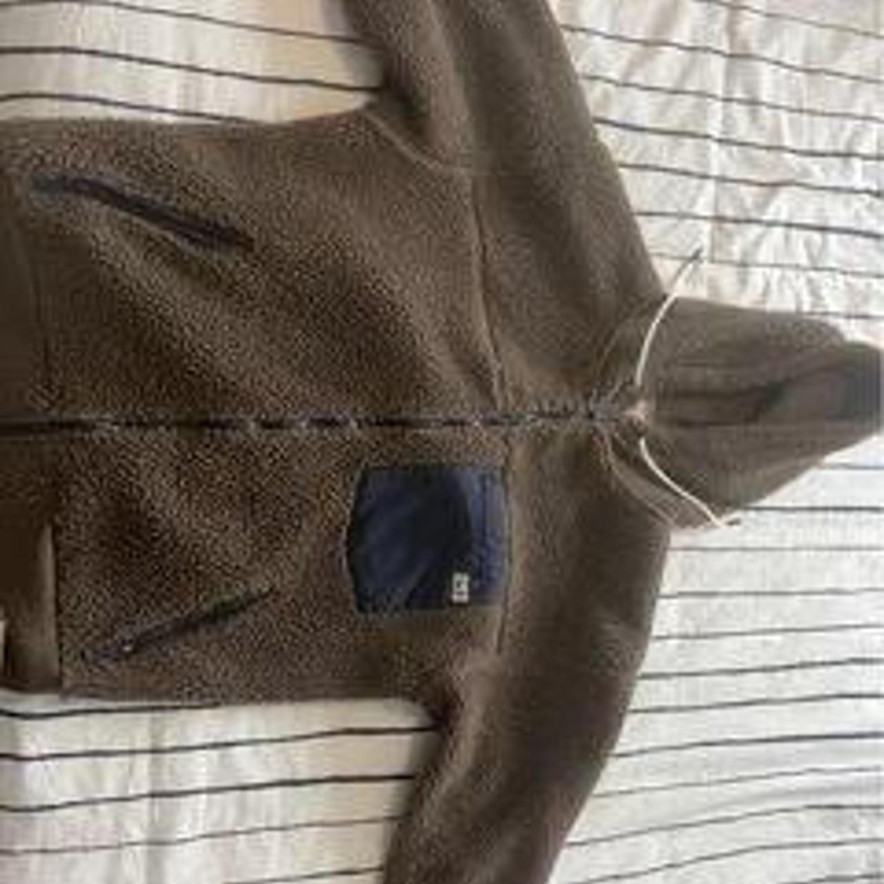 Brown fleece jumper - Depop