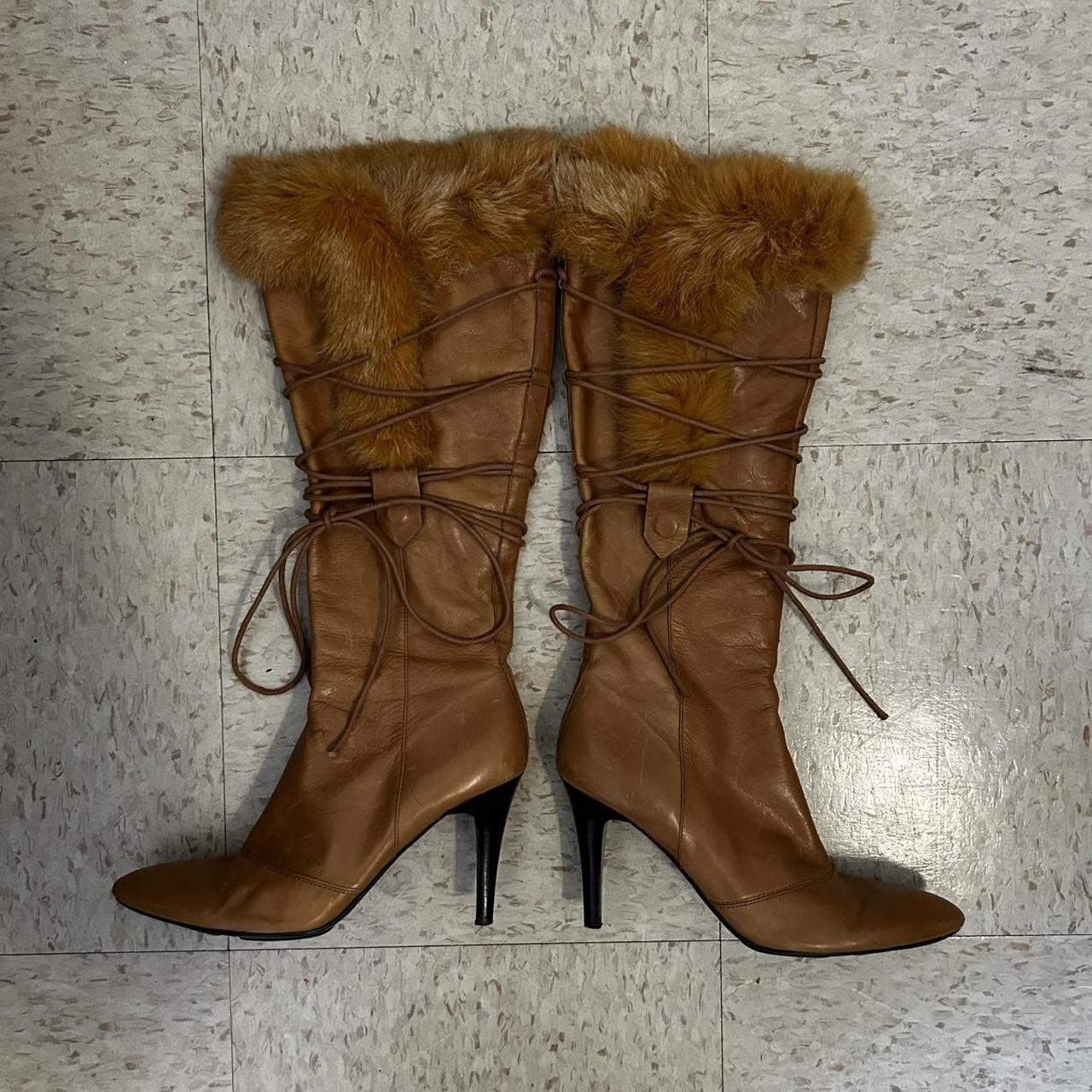 Nine West Women's Knee high Boots Brown/Tan US – vintage