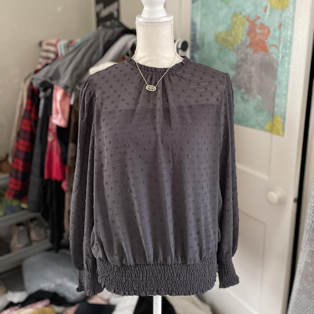 Long sleeve grey blouse by Adrianna Papell Depop