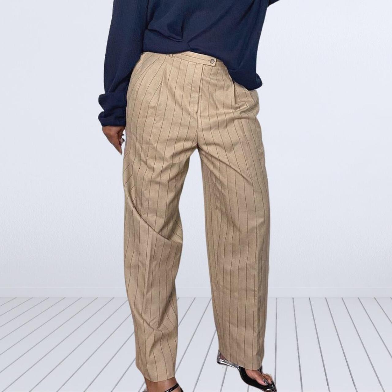 Vintage Tan Pinstriped Trousers. Tailored Men's...