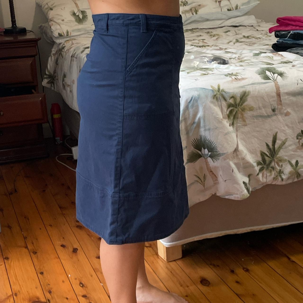 Cargo navy vintage midi skirt! Best fit 8-10 Mid... - Depop