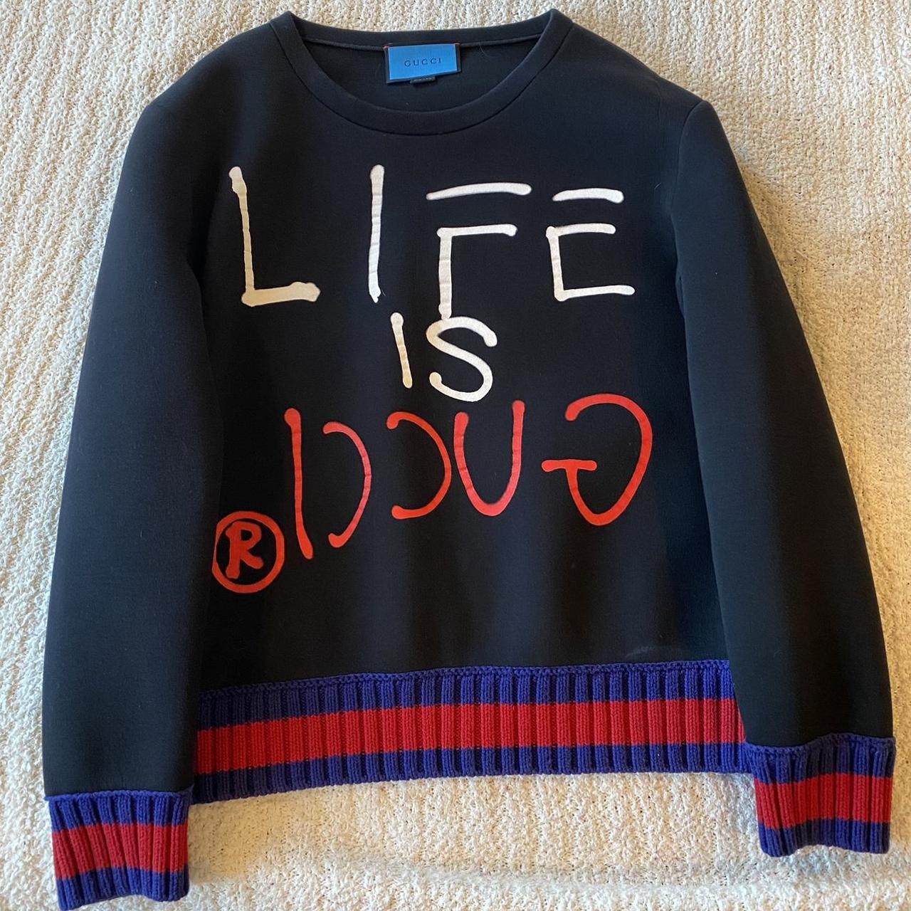Gucci Sweater “Life is Gucci”. Still in excellent... Depop