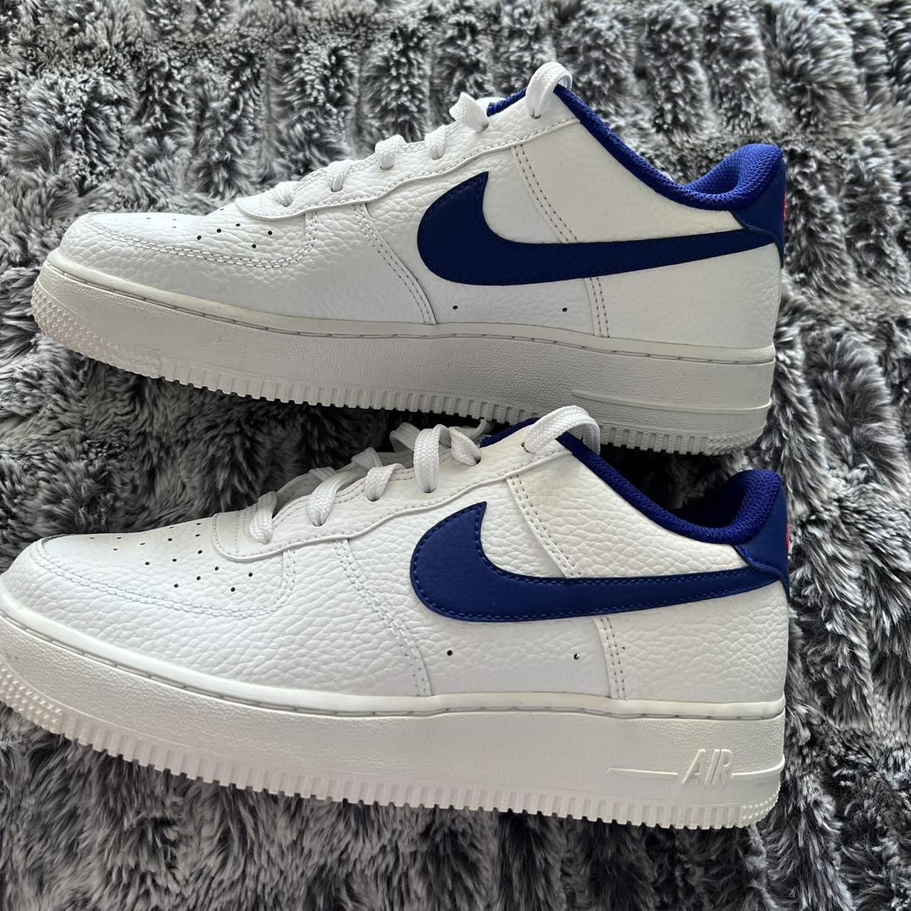 Nike Air Force 1 Whit With Blue Tick Perfect... - Depop