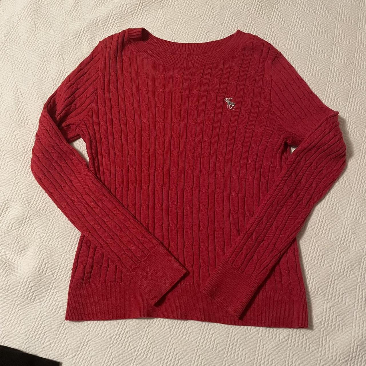 Abercrombie and fitch red cable knit sweater-... - Depop