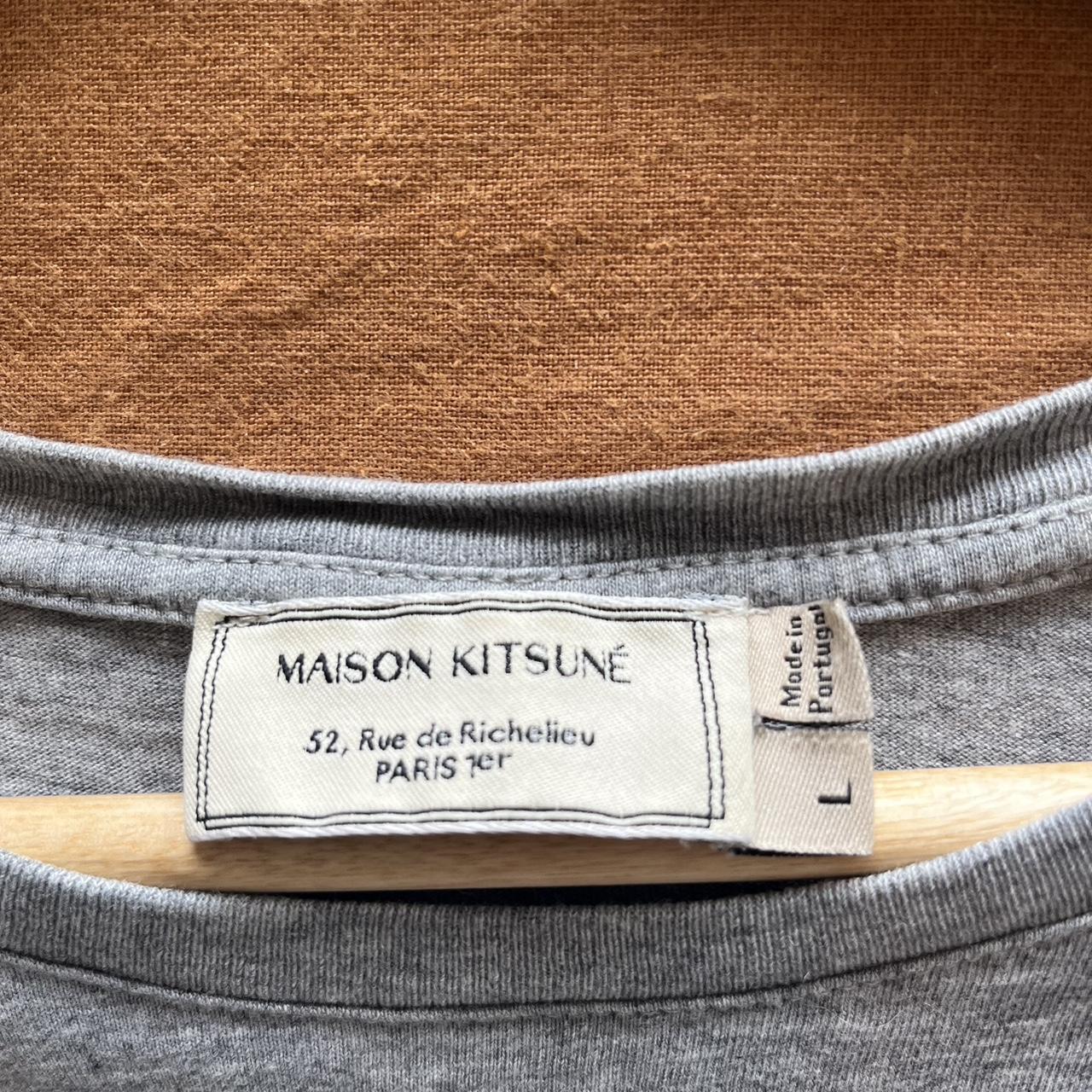 Maison Kitsune ‘Parisien’ Men’s T-Shirt Size L (fits... - Depop