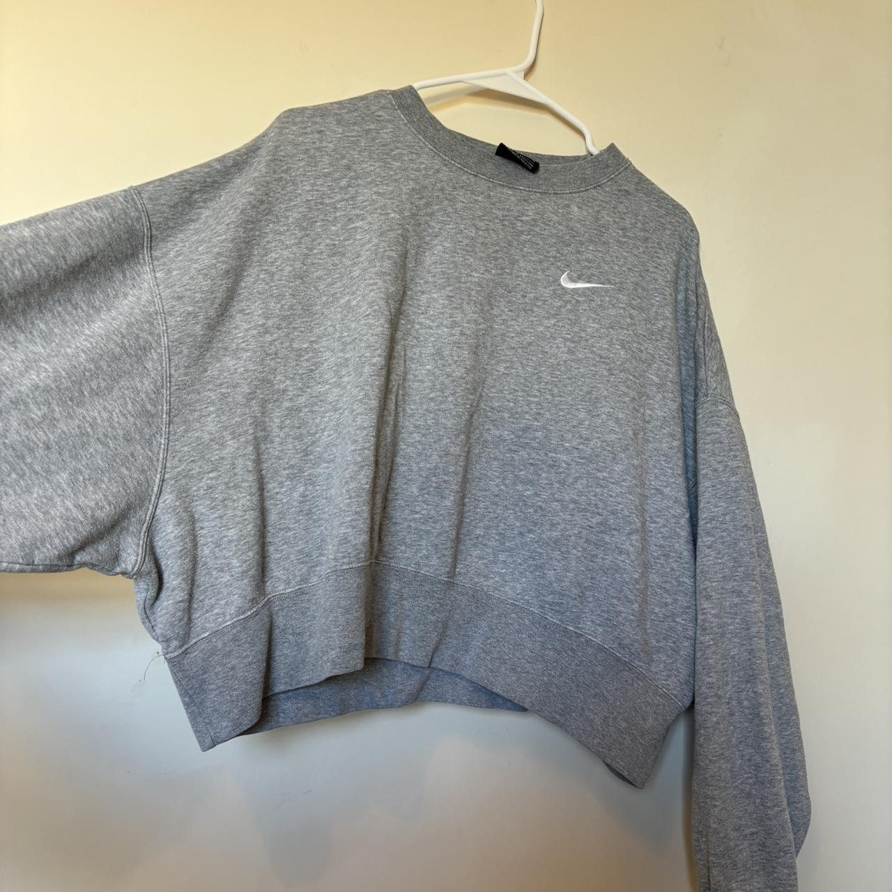 nike mini swoosh oversized boxy sweatshirt in grey