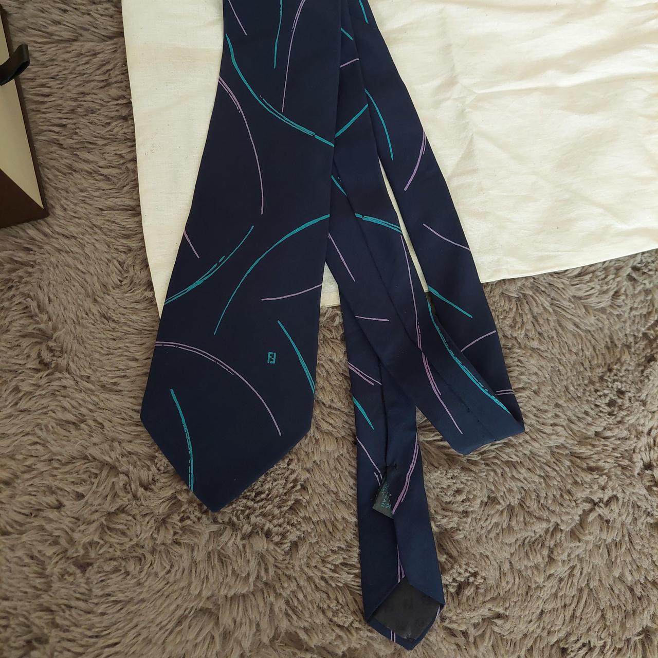 Mens Fendi blue silk tie in excellent condition... - Depop