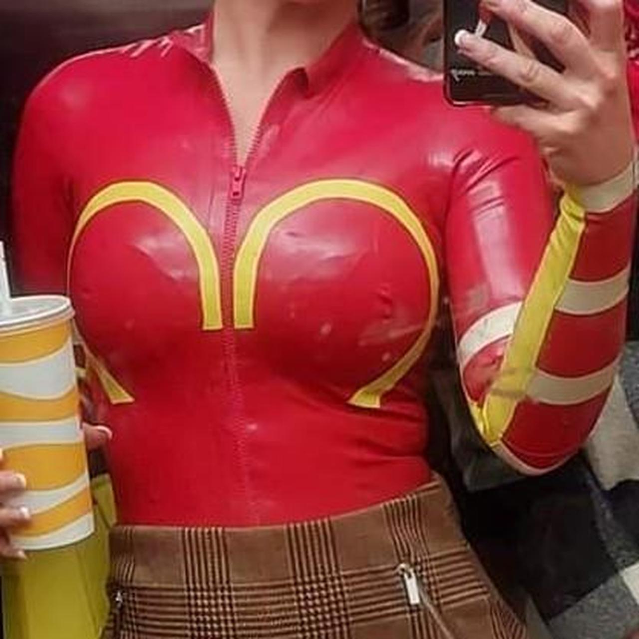 Custom Ronald McDonald latex bodysuit and thigh high...