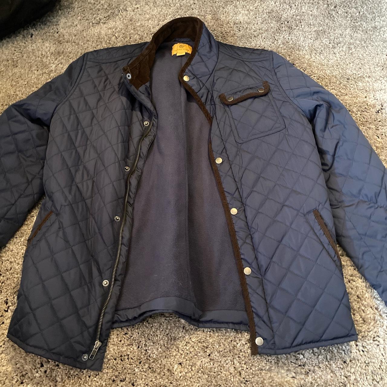 Navy Blue Jacket. Very nice material #jacket size... - Depop