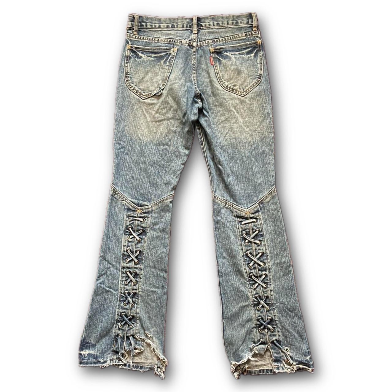 Tornado Mart Back Lace Bootcut Denim Size: small | Depop