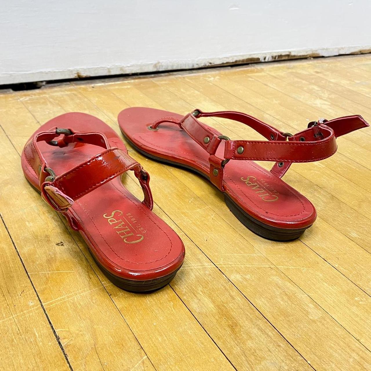 vintage 2000s chaps strappy red flip flop sandals Depop