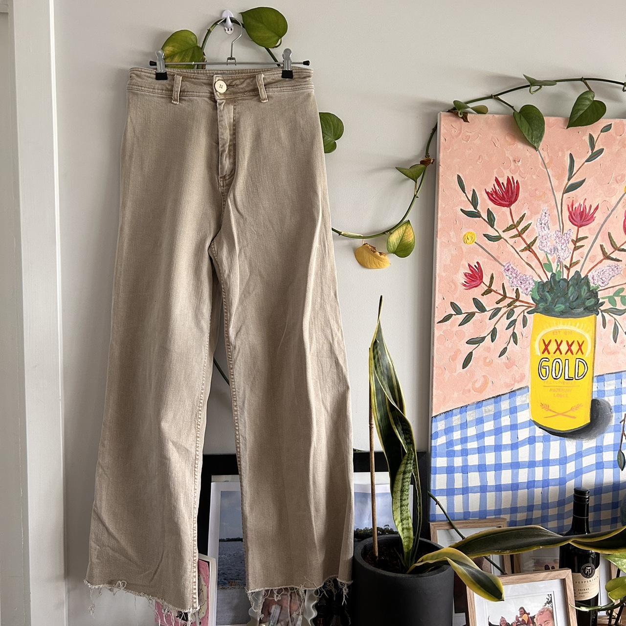 Ghanda pants Frayed detail Sandy beige Size 10... Depop