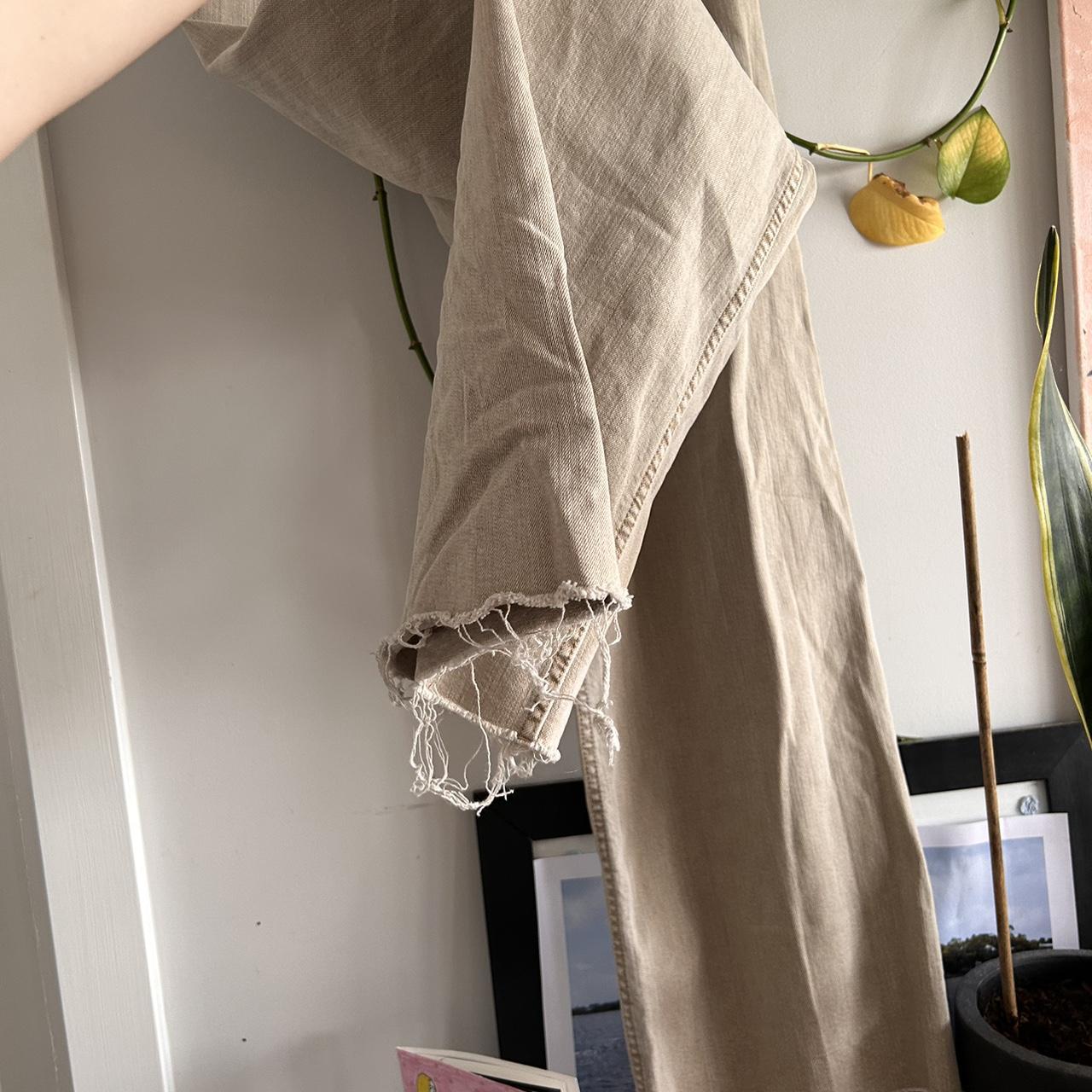 Ghanda pants Frayed detail Sandy beige Size 10... Depop