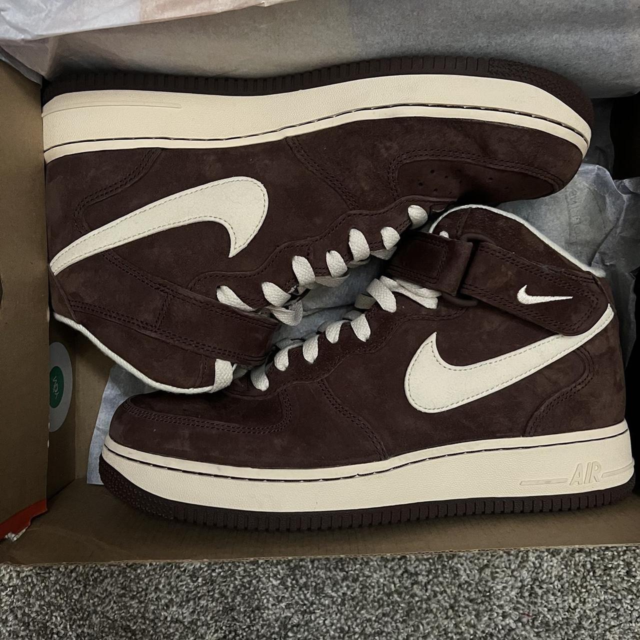 Nike Air Force 1 Mid '07 QS Chocolate/Cream Brown - Depop