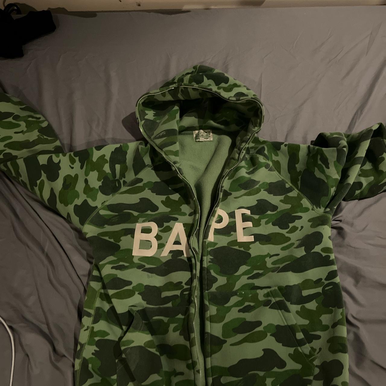 Bape full zip up hoodie Size xl MISSING A ZIPPER - Depop
