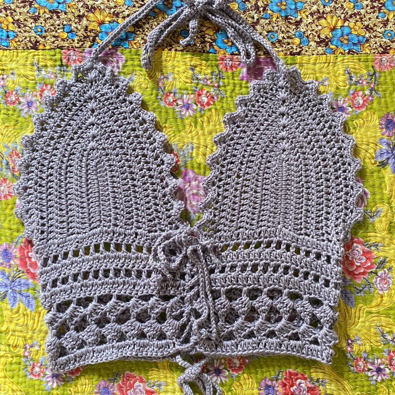 ☆ boho crochet floral caged bralette ☆ size : 2 / - Depop