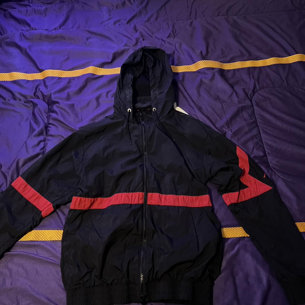 Black and Red Zip Up Jordan Jacket/Windbreaker - Depop