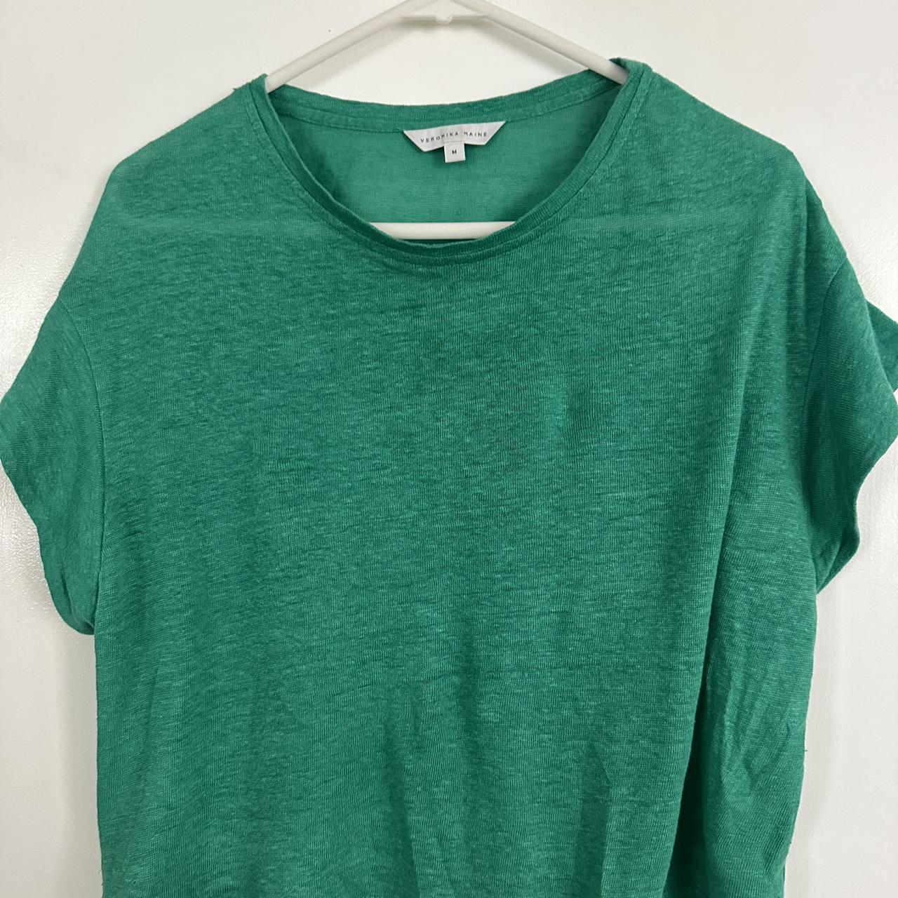 Veronika Maine linen green shirt in M Slightly... - Depop