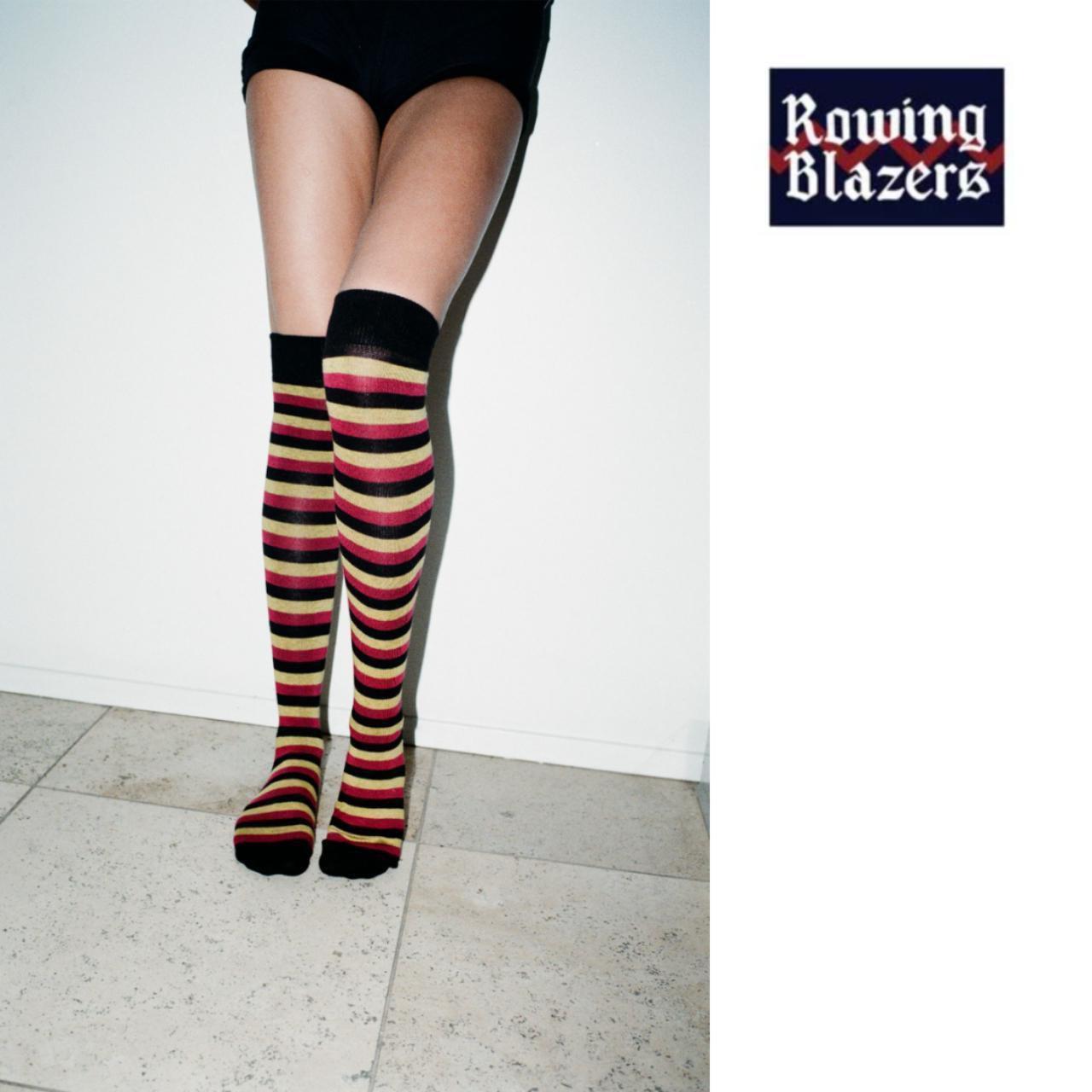 Rowing Blazers Women's Yellow and Red Socks Depop