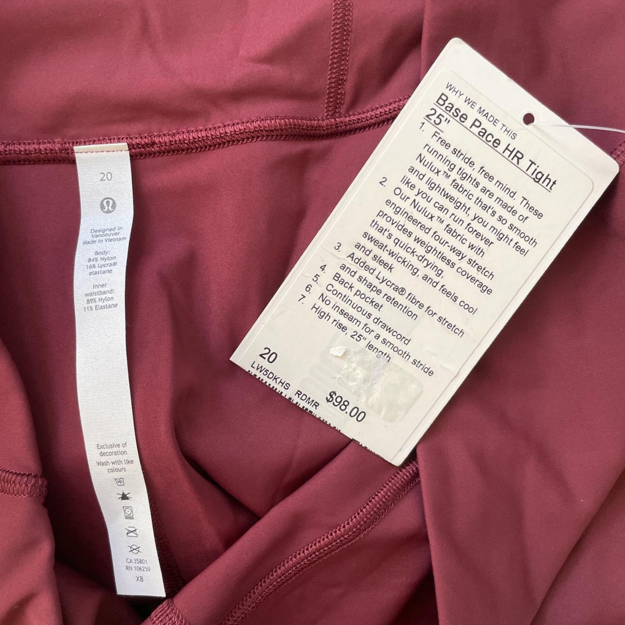 Lululemon Base Pace High Rise Tight 25 Color: Red - Depop