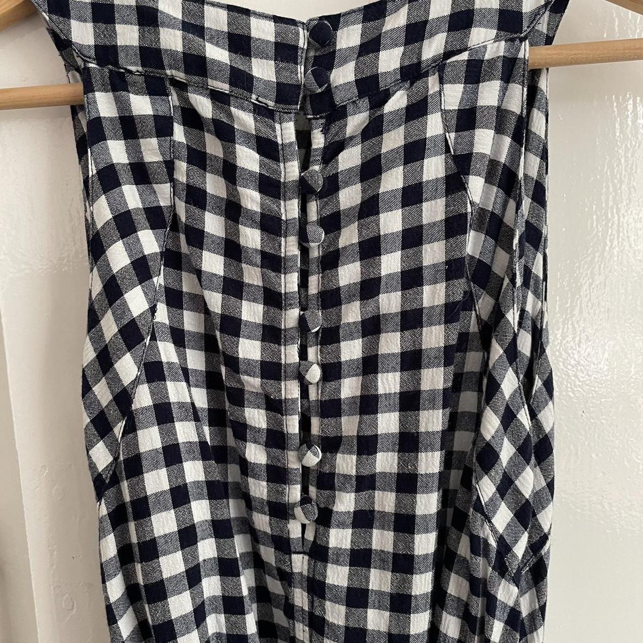 Fat Face blue and white gingham maxi dress. size 12... - Depop