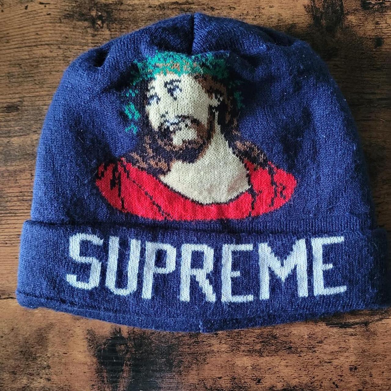 Supreme FW13 Jesus beanie blue worn once