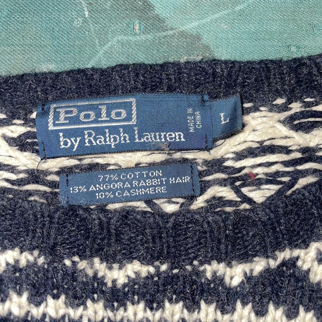 Ralph Lauren Men's Navy and White Jumper | Depop